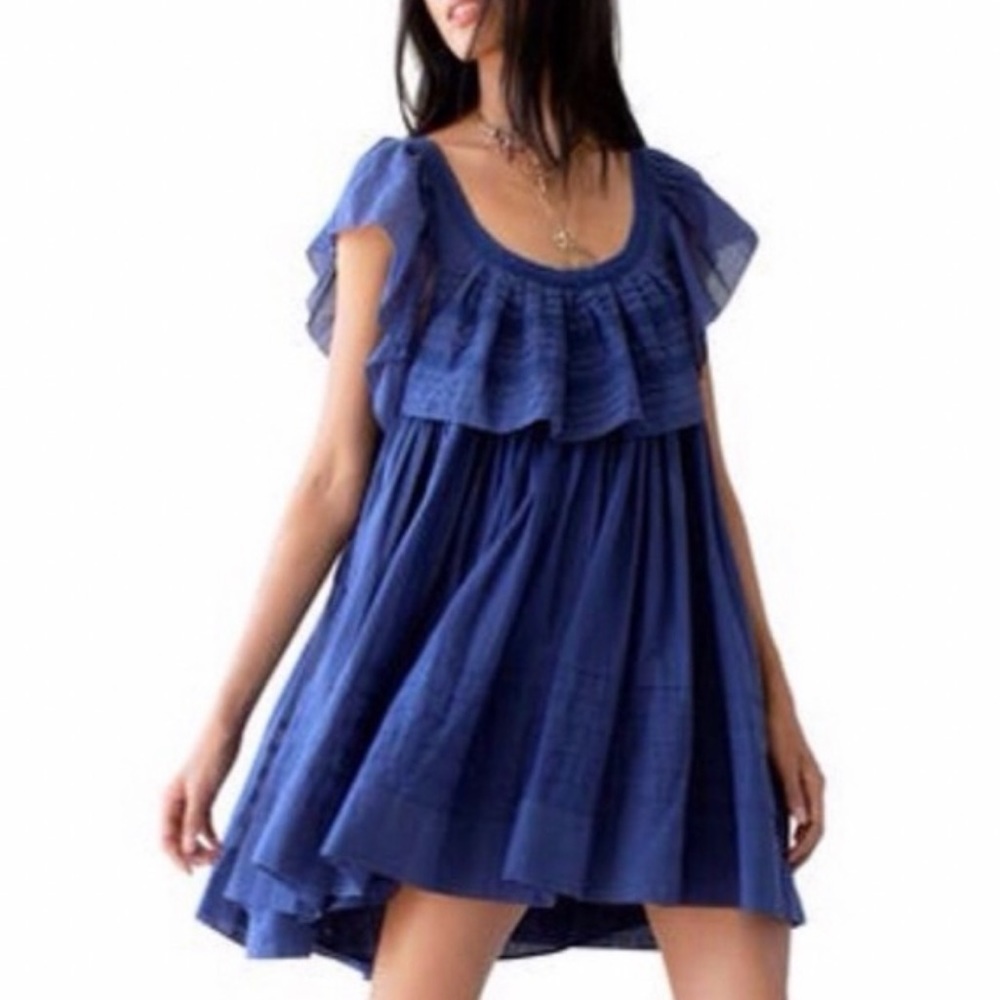 Free People Hailey Wild Moon Blue Mini Dress Open Back